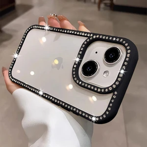 Apple iPhone 13 Uyumlu Kılıf Zebana Bling Diamond Silikon Kılıf Siyah