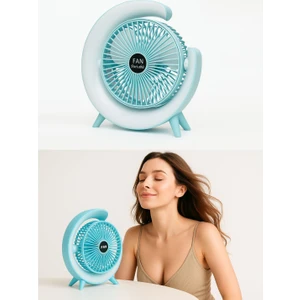 LM-102 | Colorful Breeze | USB Şarjlı | Sessiz |  Masaüstü Fan | 3 Kademeli Ayar & Atmosfer Işığı