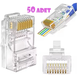 Yeni Nesil Açık Uçlu (Delikli) Cat6 Ez RJ45 Konnektör Utp Jack 8p/8c Soket (50 Adet)