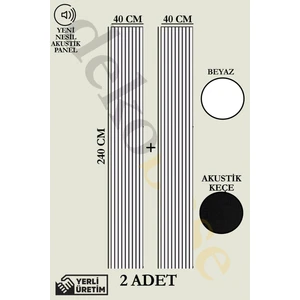 Beyaz (2 Adet) 40X240CM Yeni Nesil Akustik Ahşap Duvar Paneli