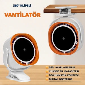 Dijital Göstergeli Dokunmatik Klipsli Fan Vantilatör - Güçlü ve Sessiz Motor - 360° Klipsli Fan - Kompakt Tasarım - Serinletici Klima Fan