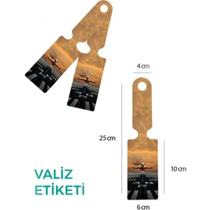 Trink Çanta Desenli Silikon Valiz ve Bavul  Bagaj   Isimlikli Etiket  * 2 Adet * Uçak Dünya