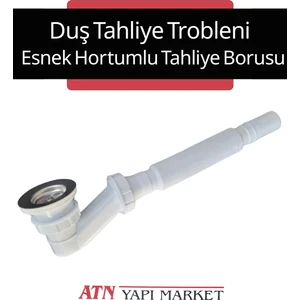 Duş Teknesi Gider Sifonu – Paslanmaz Çelik Izgaralı – Esnek Hortumlu Tahliye Borusu – Duş Tahliye Trobleni