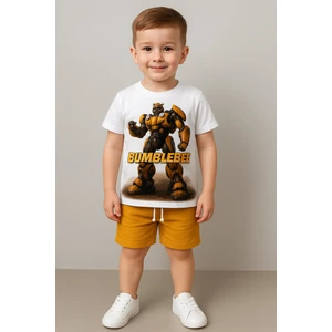 Erkek Çocuk Karakter Baskılı Şortlu Takım - Pamuklu, Cepli, Lastikli Bel - Yazlık Çocuk Takım