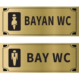 Bay Wc Bayan Wc Ikili Levha Set Altın Metal Yönlendirme Tabelası Kişiye Özel