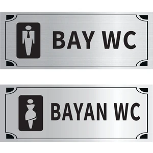 Bay Wc Bayan Wc Ikili Levha Set Gümüş Metal Yönlendirme Tabelası Kişiye Özel