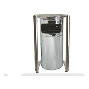 Krom U Bahçe Tipi Çöp Kovası - Paslanmaz