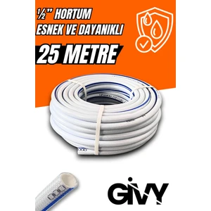 Kmş Marin Beyaz Örgülü Kaliteli Bahçe Hortumu 1/2 25 mt