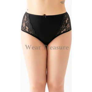 Wear Treasure Hnx 4'lü Pamuklu Ön ve Arka Dantelli Yüksek Bel Büyük Beden Kadın Külot