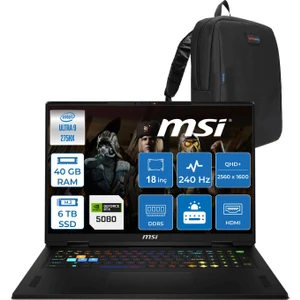 Msı Vector 18 Hx Aı A2XWIG Intel Core Ultra 9 275HX 40GB Ddr5 6tb SSD Freedos 175W RTX5080 12GB 18 Inç 2K(2560×1600) Qhd+ 240Hz Taşınabilir Bilgisayar 666XTRF27 + Zetta Çanta