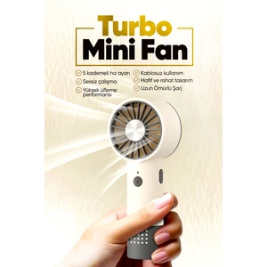 Taşınılabilir Şarjlı El Fanı Turbo Üfleme Teknolojisi, 6 Kademe Hız Ayarı, Yüksek Dayanıklılık