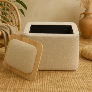 Jarvis Bohem Sandıklı Orta Sehpa Puf, Sütlü Kahve