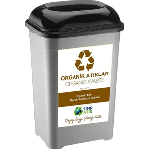 Geri Dönüşüm Kutusu Sıfır Atık Kutusu 50 Lt Plastik Büyük Boy Organik Etiketli Atık Toplama Kutusu
