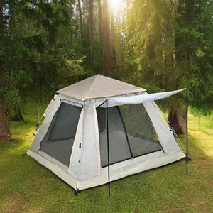 Tam Otomatik 4 Kişilik Tenteli Kamp Çadırı 210X210X135 cm (Krem)