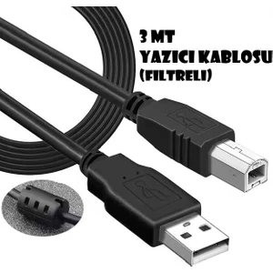 Filtreli / Printer Cable / Yazıcı Kablosu / 3 Metre / USB 2.0