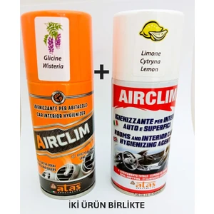 Airclim Klima Temizlik ve Dezenfektan Gaz Bombası 3 ADET Mor Salkım Çiçeği Kokusu 150 ml + Limon Kokulu +(Çam koku hediyeli )(toplam 3 ürün)