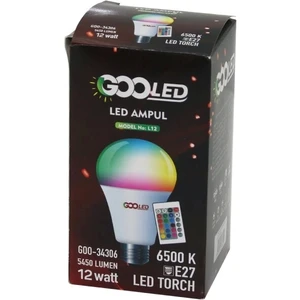 12W Kumandalı Rgb=renkli LED Ampul E27 5450 Lumen 6500K 15000 Saat Ömür (5047)