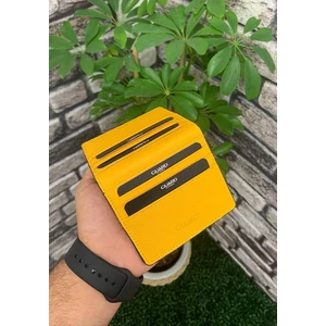 Derije Hakiki Deri Sarı Patlı Tasarım Unisex Kartlık (T431)