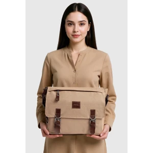 GK72 Kanvas Postacı Çantası Omuz Çantası Laptop Bölmeli Okul Çantası