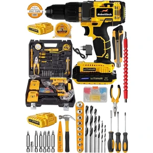 Germany RA93818 - 398 V 40 Ah Darbeli Metal Şanzıman Çift Akülü Vidalama Matkap + 99 Parça Setli
