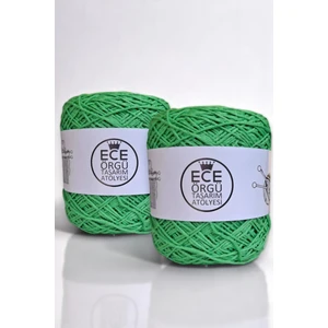 Ece Örgü Tasarım Atölyesi Yeşil Renkli,bükümlü, %100 Koton, El Örgü Ipi (200 Gr.)