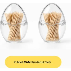 2'li Cam Yumurta Kürdanlık Seti