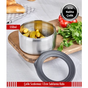 Çelik Sızdırmaz Kapaklı 12cm Saklama Kabı