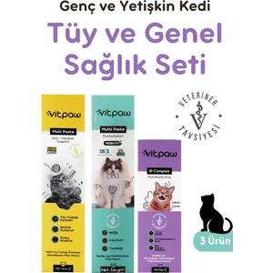 Kediler İçin Tüy ve Genel Sağlık Vitamin Seti (Malt Paste - B+ Complex - Multi Paste)