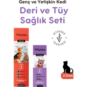 Kedi Tüy ve Deri Sağlığı Seti Tüy Dökülmesi Engelleyici (Biotin, Çinko ve Omega 3-6)