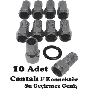 Contalı F Konnektör Rg6/u6 22 mm (10 Adet) Geniş Su Geçirmez Paslanmaz