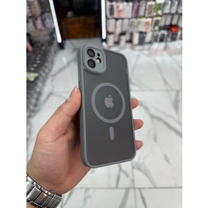 iPhone 11 Kamera Korumalı Kılıf Magsafe Özellikli Mat Tank Koruyucu Kılıf - Gri