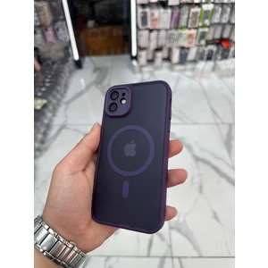 iPhone 11 Kamera Korumalı Kılıf Magsafe Özellikli Mat Tank Koruyucu Kılıf - Mor