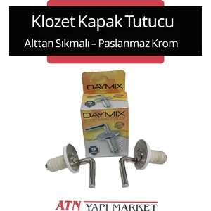 Daymix Alttan Sıkmalı Klozet Kapak Tutucu – Paslanmaz Krom – Vidalı Montaj – 5 Yıl Garantili