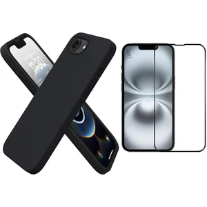 Apple iPhone 16E Uyumlu Içi Kadife Lansman Kılıf ve 5d Tam Kaplayan Cam Ekran Koruyucu