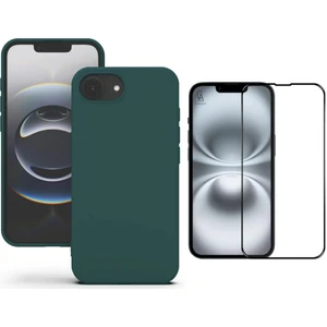 Apple iPhone 16E Uyumlu Içi Kadife Lansman Kılıf ve 5d Tam Kaplayan Cam Ekran Koruyucu