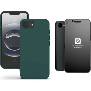 Apple iPhone 16E Uyumlu Içi Kadife Lansman Kılıf ve Mat Seramik Tam Kaplayan Cam Ekran Koruyucu