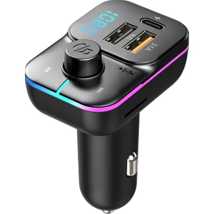 Tekno Grup Lucatch Lt-460 Araç Fm Transmitter 30W Typ-C Hızlı Şarjlı Çakmaklık Girişli Bluetoothlu 7 Renk Rainbow Işıklı LED Ekranlı USB Flah + Micro Sd