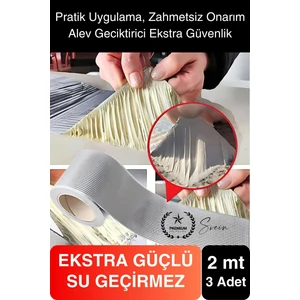 Ekstra Güçlü 2 mt Dış Cephe Su Geçirmez Sakız Bant Sızıntı Çamur Bandı Sızdırmaz 3 Adet