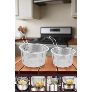 2 Boy Kızartma Süzgeci Patates Kızartma Filtresi 304 Paslanmaz Çelik 721875