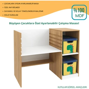Ayarlanabilir Çalışma Masası – %100 Mdf Kaliteyle Tasarlandı! 3 Yaştan 18 Yaşa Kadar Tek Masa !