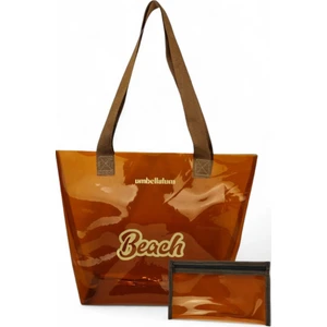Plaj Çantası ve Cüzdanı Beach Baskılı Şeffaf Büyük Boy