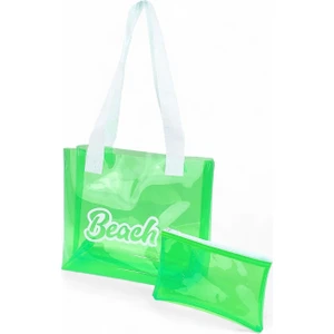 Plaj Çantası ve Cüzdanı Beach Baskılı Şeffaf Büyük Boy