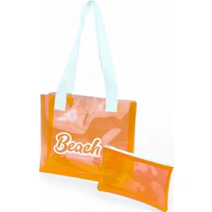 Plaj Çantası ve Cüzdanı Beach Baskılı Şeffaf Büyük Boy