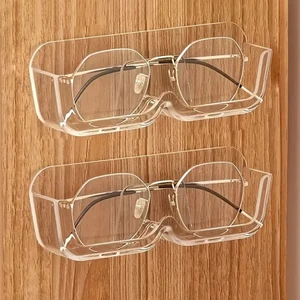 Kendinden Yapışkanlı Şeffaf Gözlük Standı Abs Plastik Duvar ve Düz Alana Yapışkanlı Gözlük Kabı Gözlük Tutucu 1 Adet
