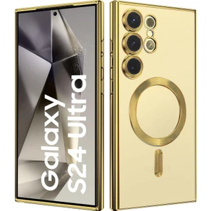 Samsung Galaxy S24 Ultra Kılıf Kamera Lens Korumalı Renkli Magsafe Şeffaf Silikon Kırmızı