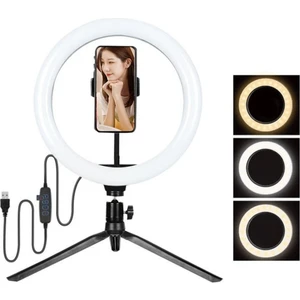 Masa Ayaklı 10 Inç LED Ring Lıght Influencer Youtuber Tiktok Telefon Tutucu Makyaj Işığı