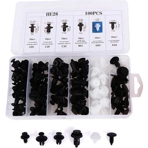 100 Parça Oto Fastener Klip Tampon Kapı Pervazı Tutucu Raptiye Klips Seti Kutulu