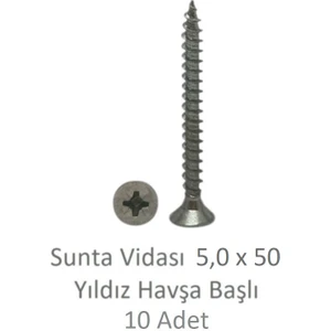 Sunta Vidası 5,0X50, 10 Adet Tam Diş Snt Yhb Vida