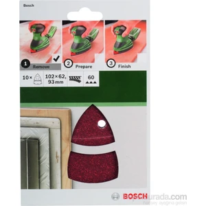 - Multi Zımpara Kağıdı 10'Lu, 102 X 62/93 Mm 60 Kum 11 Deli