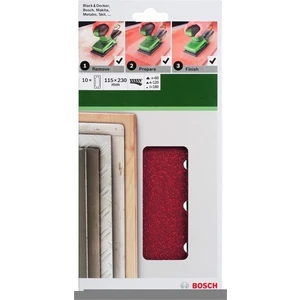 - Titreşimli Zımpara Kağıdı 10'Lu Set, 115 X 230 Mm 60/120/180 Kum 14 Delik